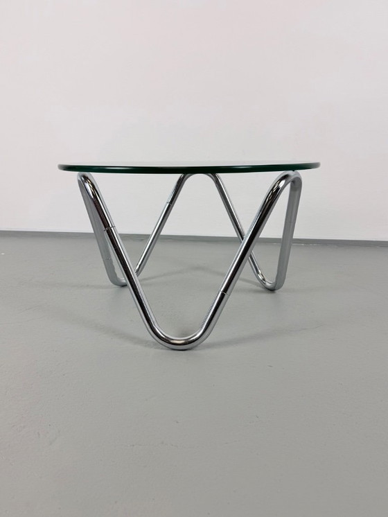 Image 1 of Minimalist Chrome & Glass Coffee Table