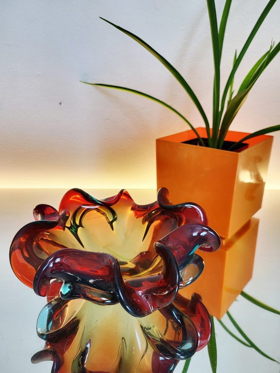 Image 1 of Bol de cristal multicolor de Murano, técnica Somserso, Italia, década de 1970.