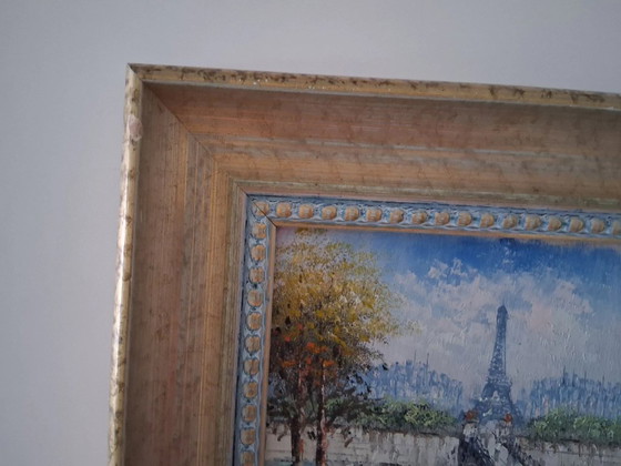 Image 1 of CAROLINE C. BURNETT | Figure/Torre Eiffel/Parigi | Dipinto originale ad olio su cartone