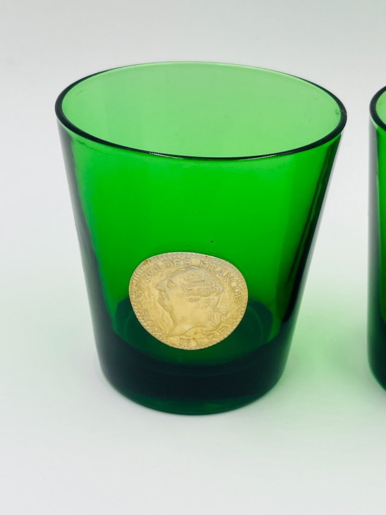 Set van 4 Byrrh & Dubonnet reclameglazen, Glazen & Karaffen, Groen (foto 3 van 8)