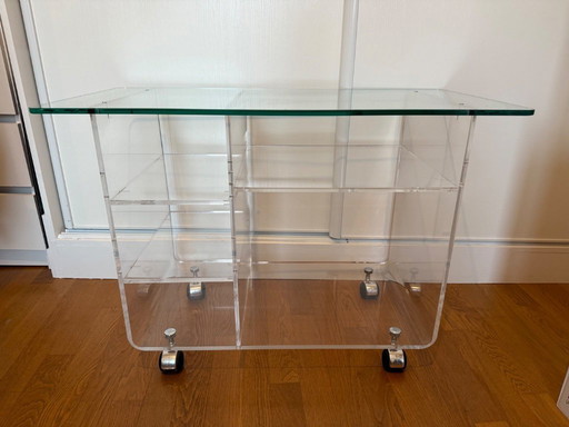 David Lange Vintage-TV-Ständer/Beistelltisch aus Plexiglas