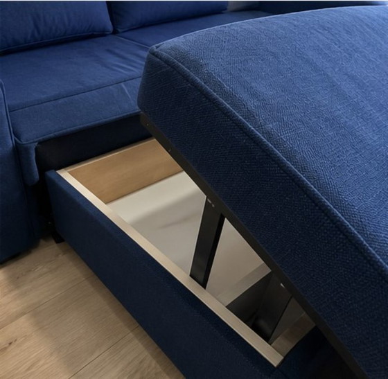 Un canapé bleu à vendre. Presque neuf! – Philips, Canapés convertibles, Metal, Textile (photo 3 of 5)