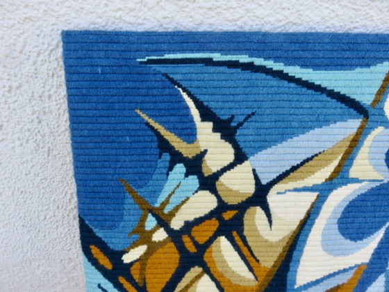 Image 1 of Arazzo Gilles Duvert, astratto, futuristico, arazzo in lana, Francia, anni '70