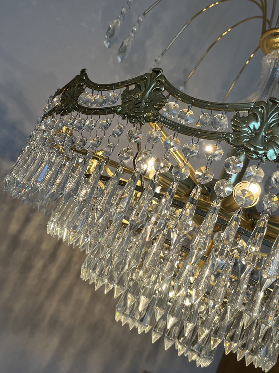 Image 1 of Sac à main vintage XL en cristal, lustre, pendentifs en cristal français