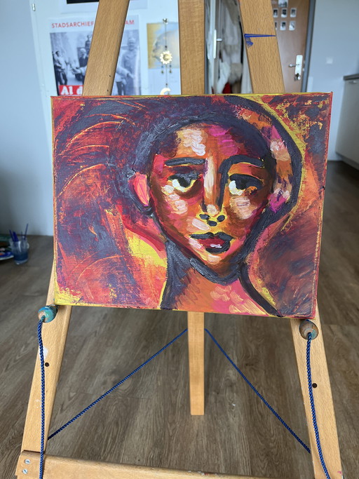 Abstract face canvas painting