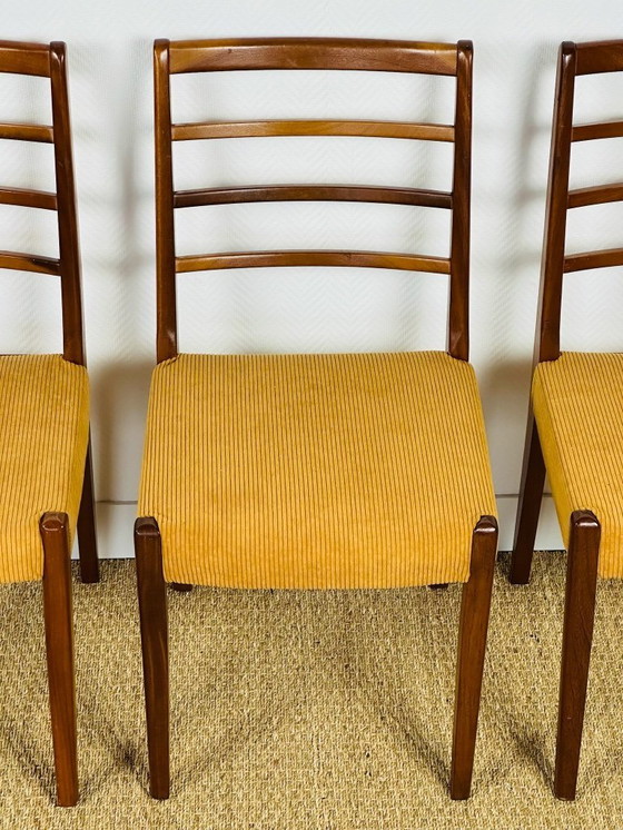 Image 1 of Set di 3 sedie da pranzo scandinave in teak e velluto a coste, 1960