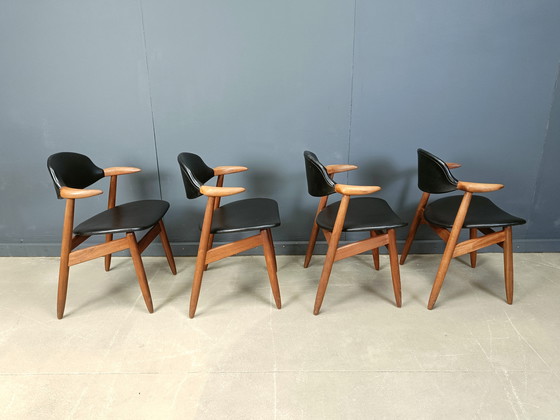 Image 1 of Vintage Cowhorn Dining Chairs by Tijsseling Meubelfabriek, Hulmefa, 1960s, Set of 4