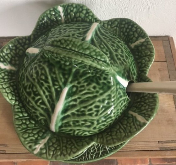 Image 1 of Terrine - Green cabbage 3-piece Portuguese earthenware