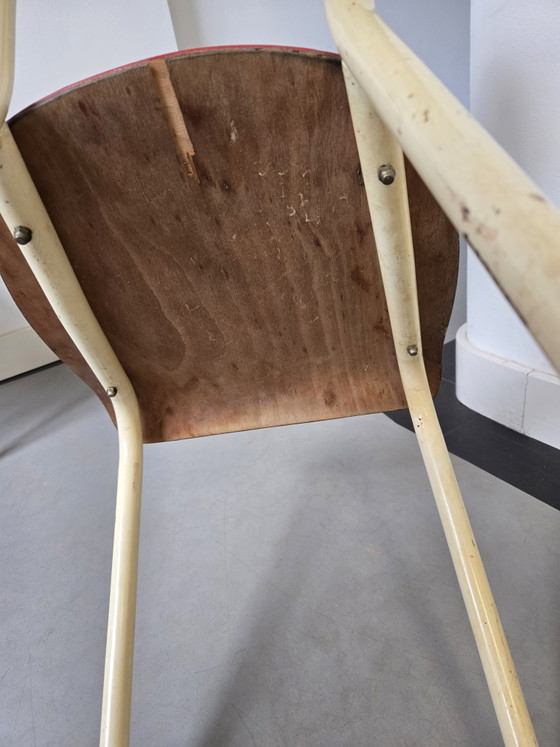 Image 1 of Chaises Brabantia en acier des années 1960, rouge crème noir