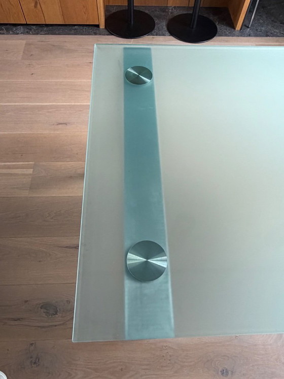 Glass Dining Table with Steel Legs (photo 3 of 5)