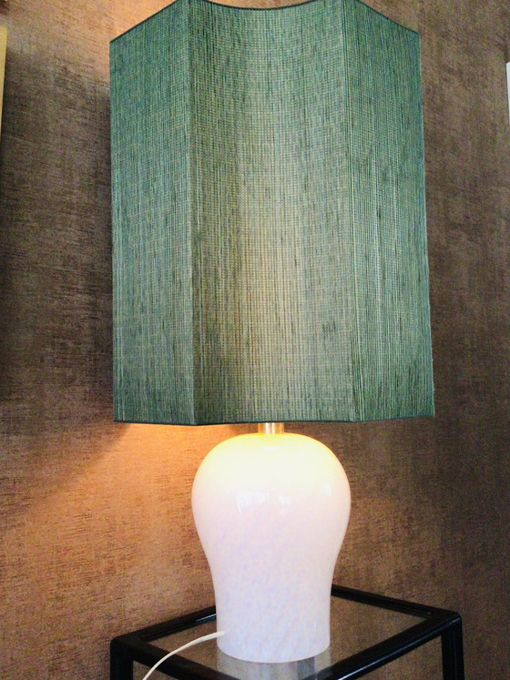 Image 1 of Grande lampe de table italienne en verre de Murano tourbillonnant, style milieu du XXe siècle, H 78 cm