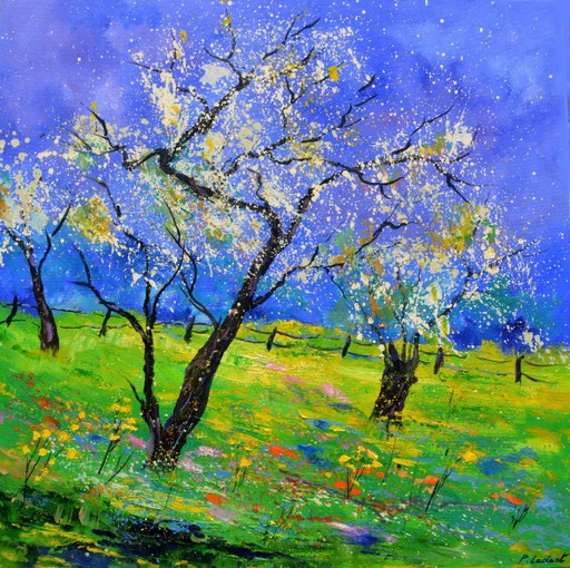 Blooming apple trees in spring