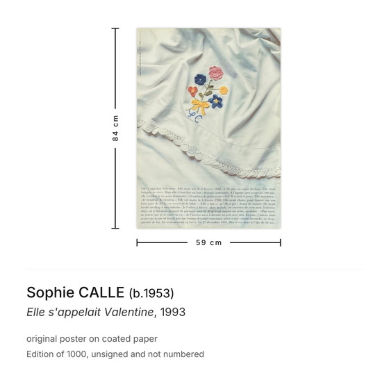 Image 1 of Sophie Calle – Ihr Name war Valentine (Poster, 1993)