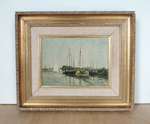 Bateaux De Plaisance, Claude Monet - Vintage Reproduction 1950s – schilderijen tekeningen, Canvas