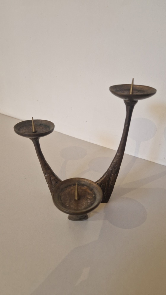Image 1 of Candeliere brutalista in bronzo 1970