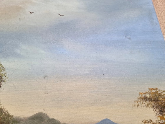 C. Junge - Oil painting Idyllic landscape with thatched cottage – Decorative Objects, Canvas, Wood (photo 5 of 8)