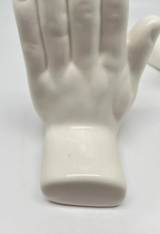 Image 1 of Vintage Ceramic Hand Bookends – Sculptural 1970s European Design (Set of 2)