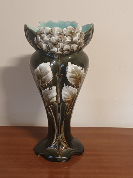 Image 1 of Antique Art Nouveau vase with floral motif