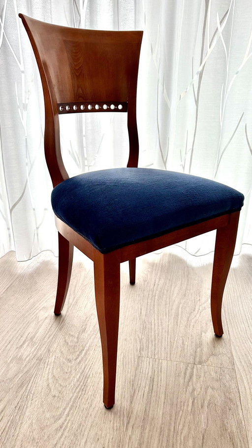 6 Cherry wood dining room chairs with upholstered seats
