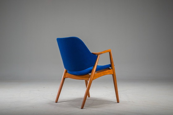 Image 1 of Fauteuil in blauw en teak van Alf Svensson voor Dux, 1960