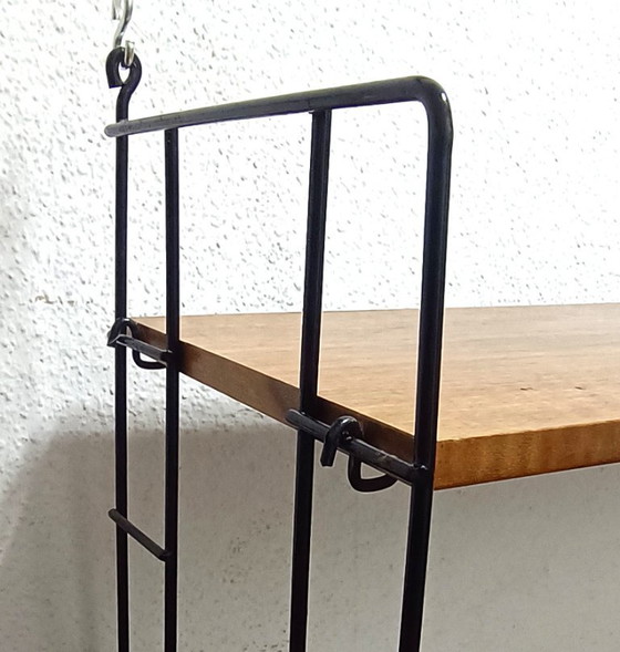 Image 1 of groot vijftiger jaren wandrek met lades en schappen 