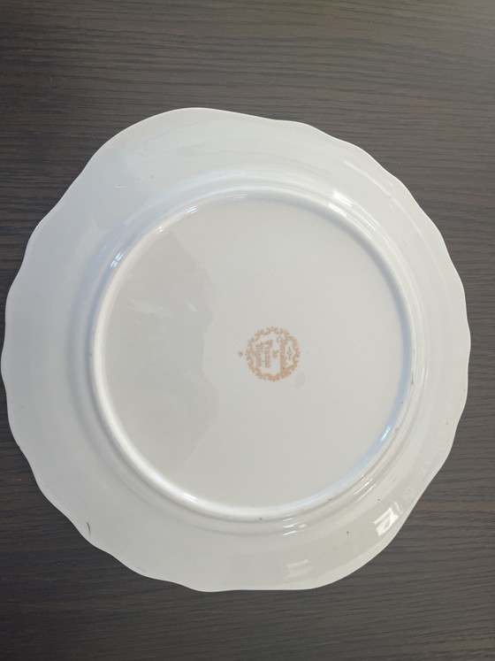 Image 1 of Piatto da portata vintage Digoin Fragonard Ø 29,5 cm | Porcellana francese con bordo dorato