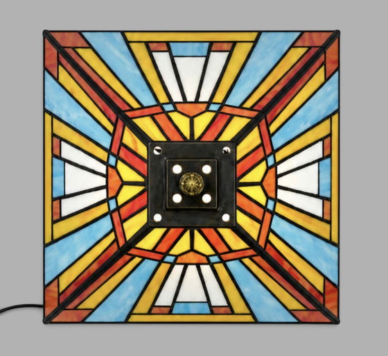 Tiffany-Stil Art Deco Lampe Höhe 50 Cm Lampenschirm Breite 30 X30cm – Tischlampen, Glass, Metal (photo 6 of 6)