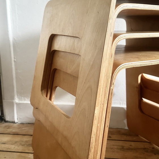 Image 1 of Vintage houten krukjes IKEA Lisa Norinder set van 4 Zweeds design jaren 90