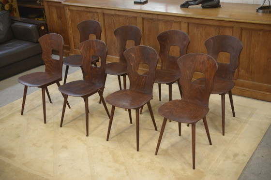 Set of 8 Baumann “Gentiane” model chairs by Henri Julien, 1960s – Dining chairs, Wood (photo 14 of 14)