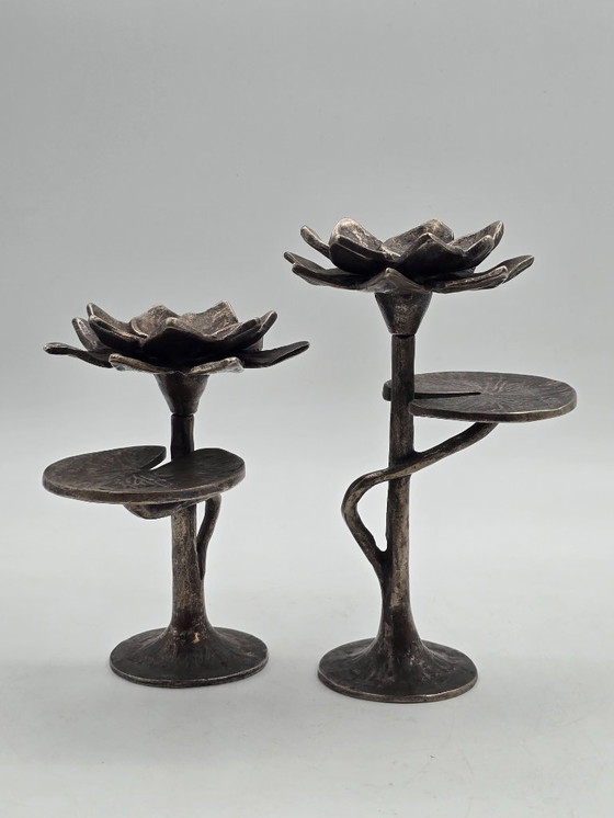 Image 1 of Brutalist bronze candlesticks