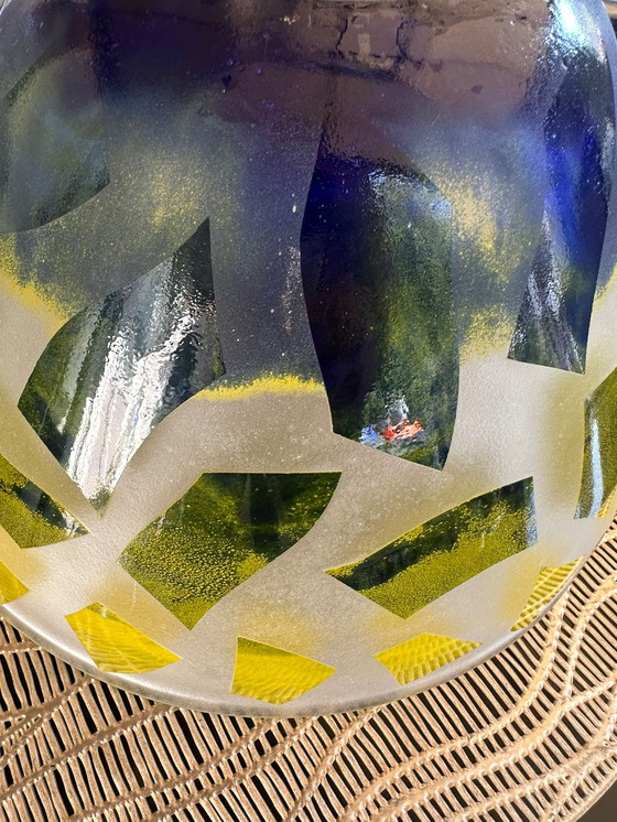 Image 1 of Magnifique bol en verre soufflé à la main Unique 30 cm