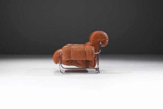 Image 1 of Tucroma Lounge-Sessel aus cognacfarbenem Leder von Guido Faleschini für i4 Mariani
