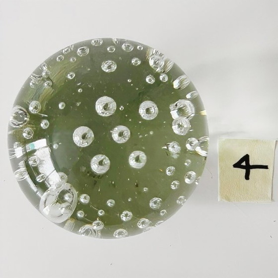 Image 1 of Vintage bolvormige Presse-papier kristal bubbels transparant 5,5 cm