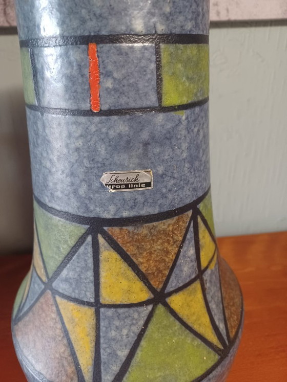 XXL Vintage Scheurich Europ Linie Floor Vase 40 Cm, Geometric Pattern 1950s-60s, West Germany – Ceramic (photo 4 of 5)