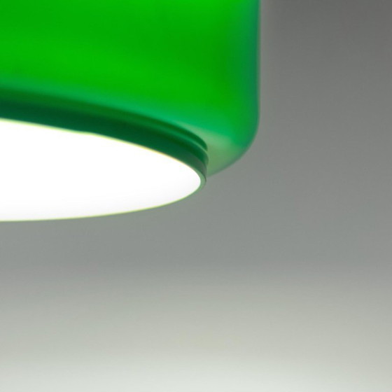 Image 1 of 2x Lampadari a sospensione vintage da biliardo verde italiano, anni '70