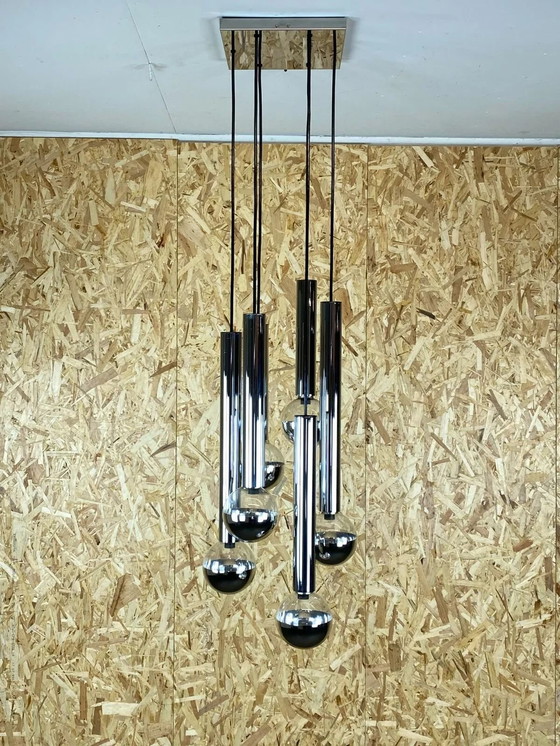 Image 1 of Lampada a cascata anni '60-'70 di Motoko Ishii per Staff Cromata a 6 fiamme