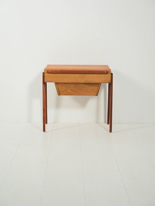 Scandinavian Sewing Table in Teak and Oak