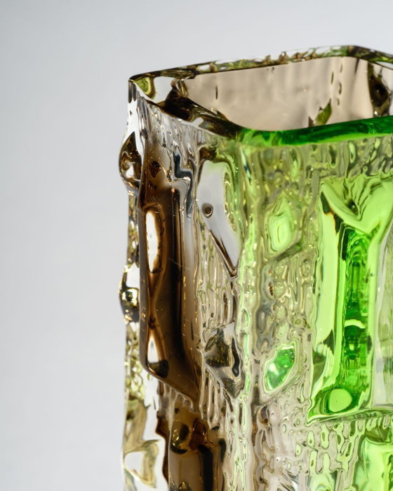 Image 1 of Czech Brutalist Glass Vase Attributed to Vladislav Urban or Rudolf Jurnikl SKLO