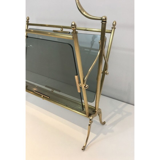 Image 1 of Vintage brass and glass magazine rack, 1940