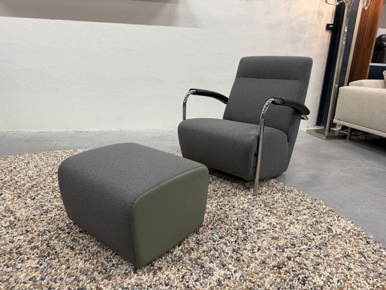 Image 1 of Leolux Scylla Fauteuil Hoge Rug Tiempo stof met poef