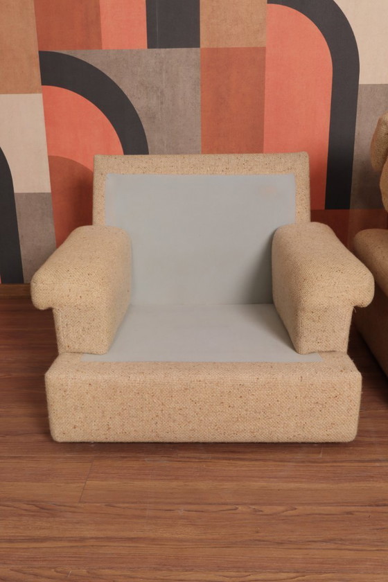 Image 1 of Juego de sillones daneses con cojines suaves y cómodos tapizados de lana