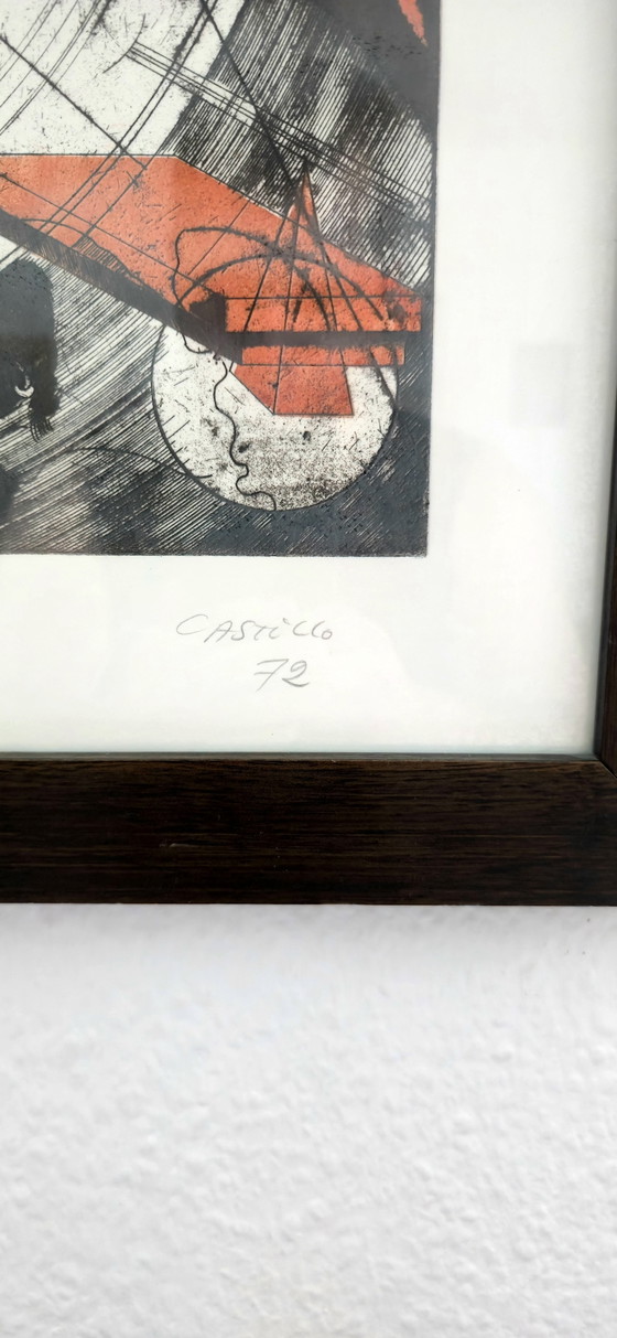 Jorge Castillo Originele Farbradierung 1972 Signiert 49/50 Aquatinta Spanien – Kunst, Glass, Paper (photo 3 of 5)