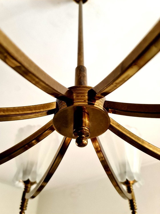 Image 1 of Impressionante lampada a sospensione vintage - Anni '40 - '50 - Ottone - Germania -.