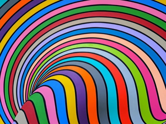 Image 1 of Cuadro abstracto moderno - 'Movimiento' de Franklin van Dam - Op-Art acrílico sobre MDF - 95 x 95 cm