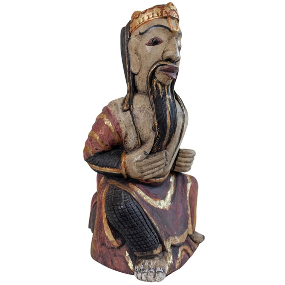 Le Maître de la Fortune – Ancienne Statue de Temple Chinoise du Dieu Lu – c. 1800 – Sculptures (photo 2 of 9)