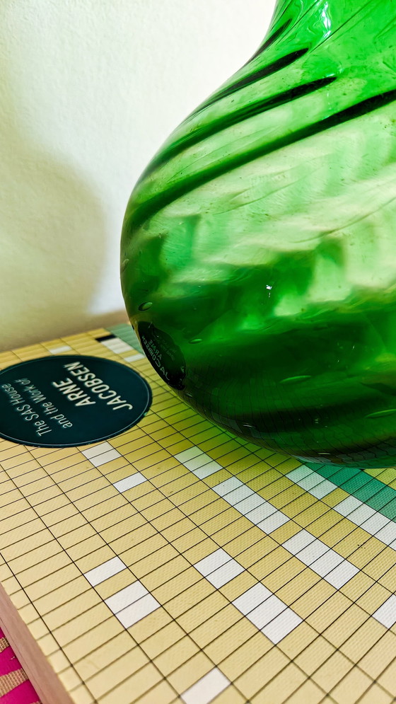 Image 1 of Vintage Mondgeblazen Karaf/Kan Donkergroen