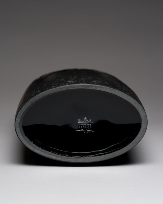 Image 1 of Zeldzame Martin Freyer Rosenthal Bisque Porcelaine Noire Vaas Duo Brutalist Op-Art
