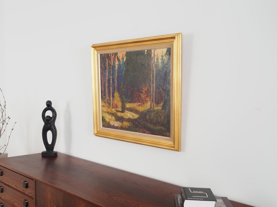 Image 1 of Tableau "La forêt d'automne", design scandinave, années 1960