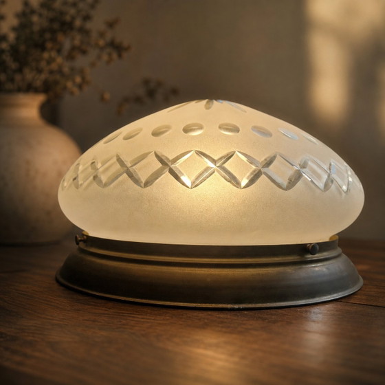 Bordo in rame vintage in vetro tagliato Gispen – Plafoniere, Glass, Copper (photo 9 of 10)