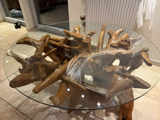 Tavolo Scultoreo Radice di Bali – pezzo unico in legno di radice fatto a mano – Ø 120 cm – Tavolini da caffè (photo 4 of 5)